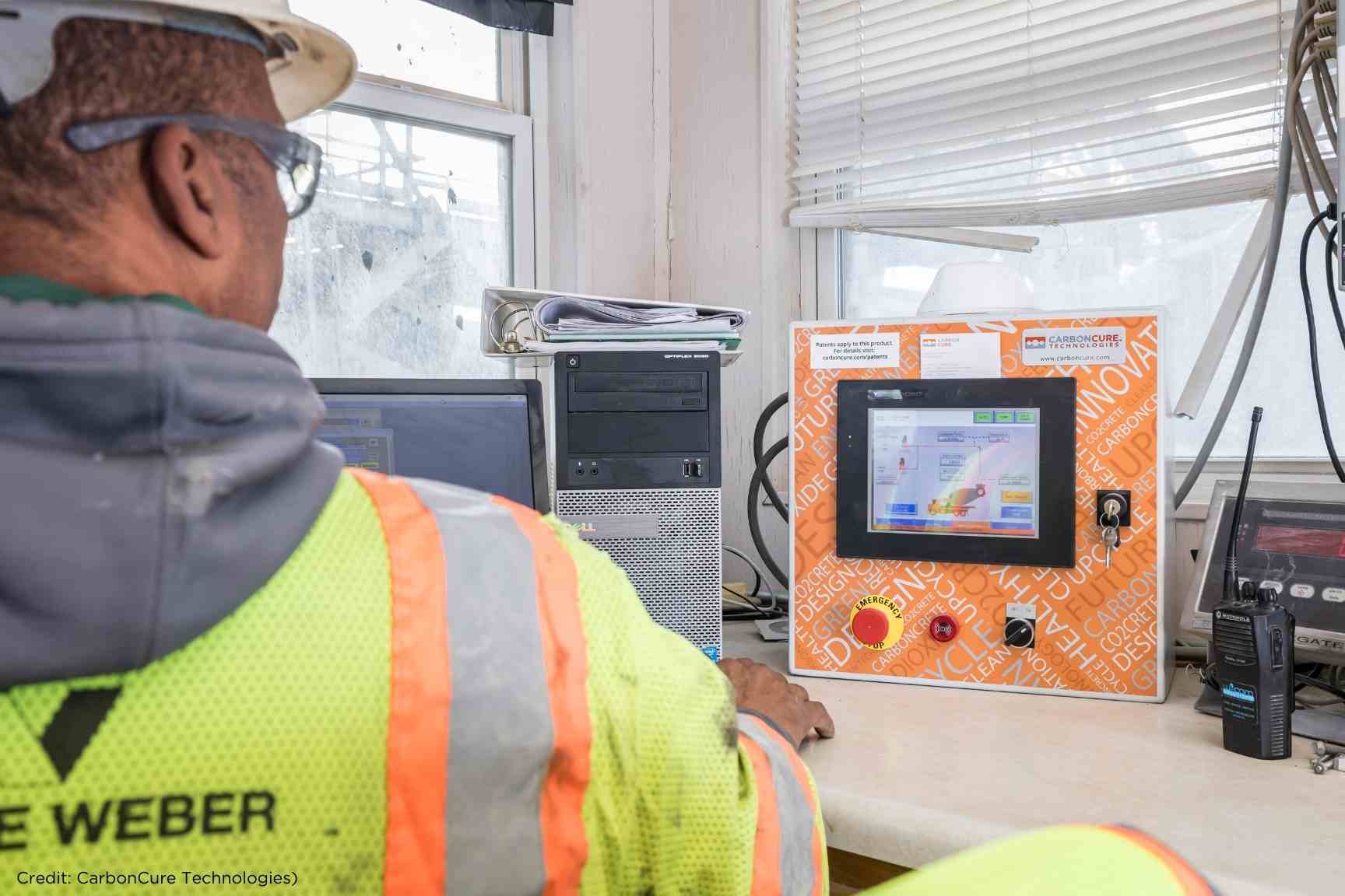 CarbonCure control box at concrete plant control room (Please credit CarbonCure Technologies)